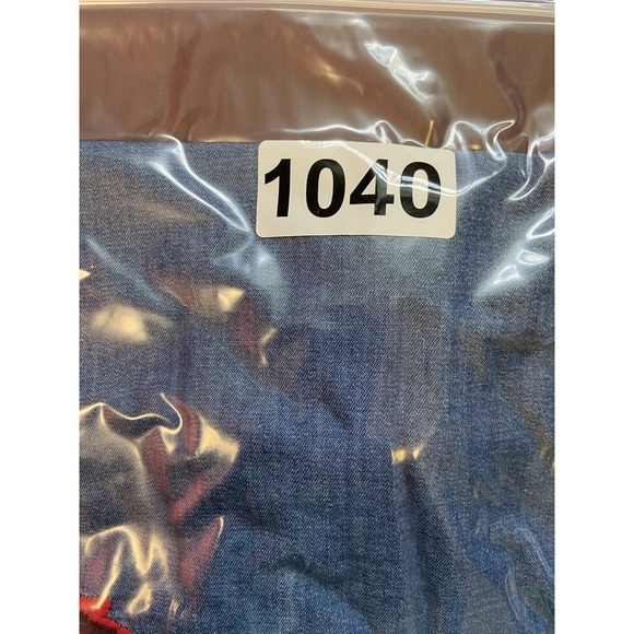 Express Womens Shirt Blouse Size Large Blue Embroidered Flowers Boho Hippie - Picture 9 of 9